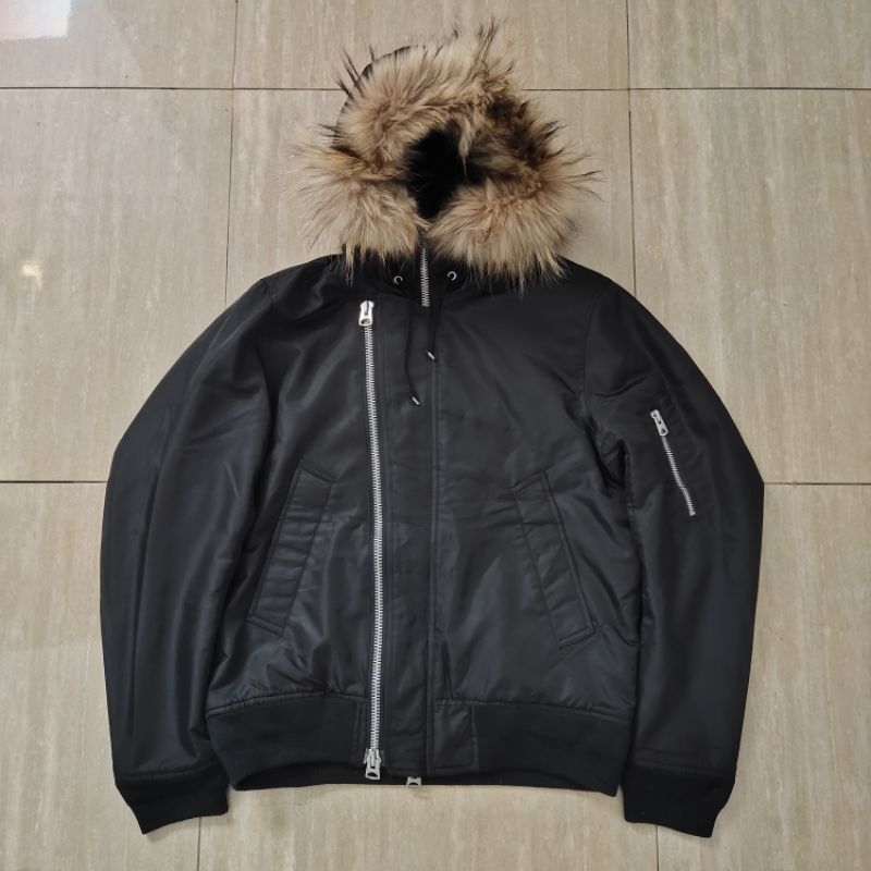 Nano Universe Fur Hoodie Bomber Jacket