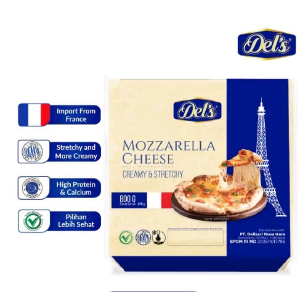 

DELS Moza 250gr NEW Keju Mozarella Extra Stretchy Creamy