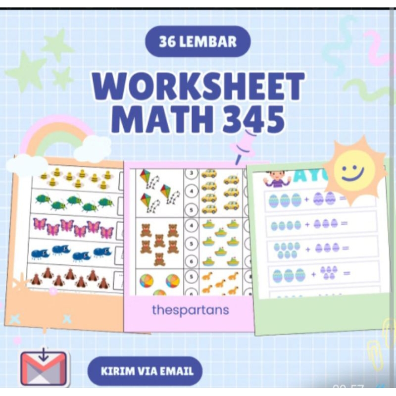 36 Halaman lembar kerja Matematika Anak TK dan paud Worksheet Matematika