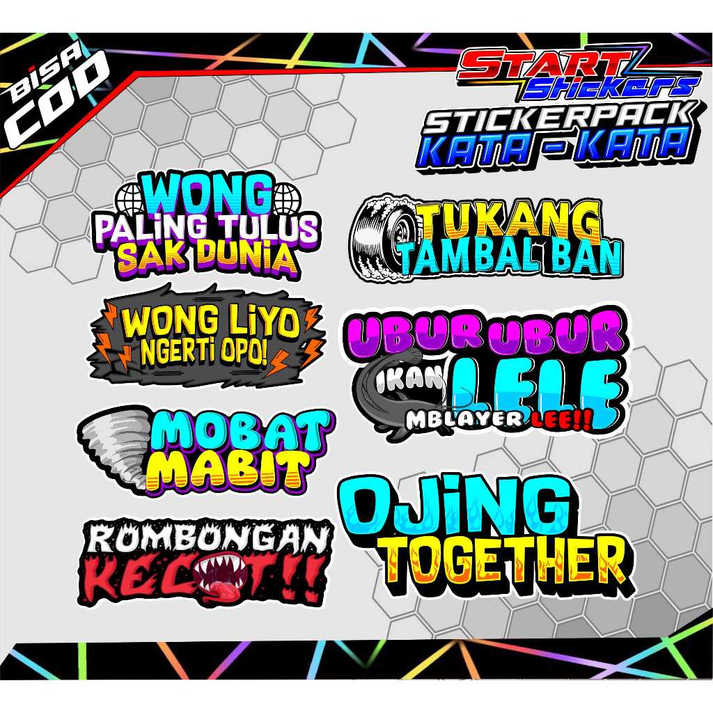 

TICKER PACK KATA-KATA RACING WONG LIYO NGERTI OPO / STICKER PACK KATA KATA VIRAL UBUR UBUR IKAN LELE