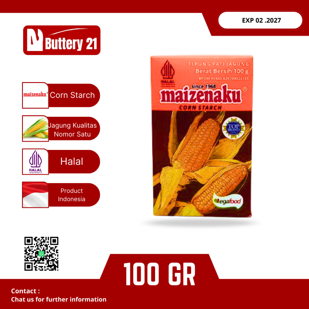 

TEPUNG MAIZENAKU 100 GR/TEPUNG PATI JAGUNG/TEPUNG JAGUNG/MAIZENA/ CORN STARCH