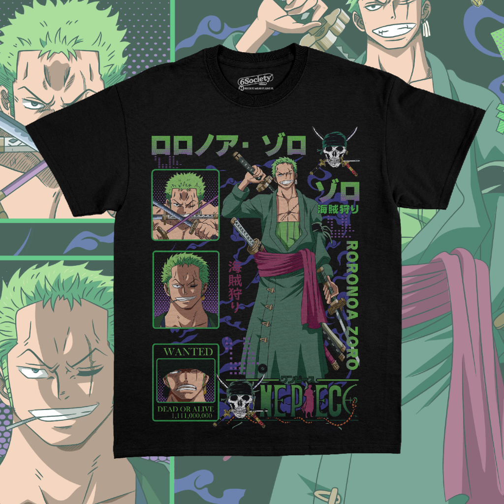 Kaos Anime Oversize Roronoa Zoro One Piece – Baju Distro Pria / Unisex Premium Cotton Combed 20s