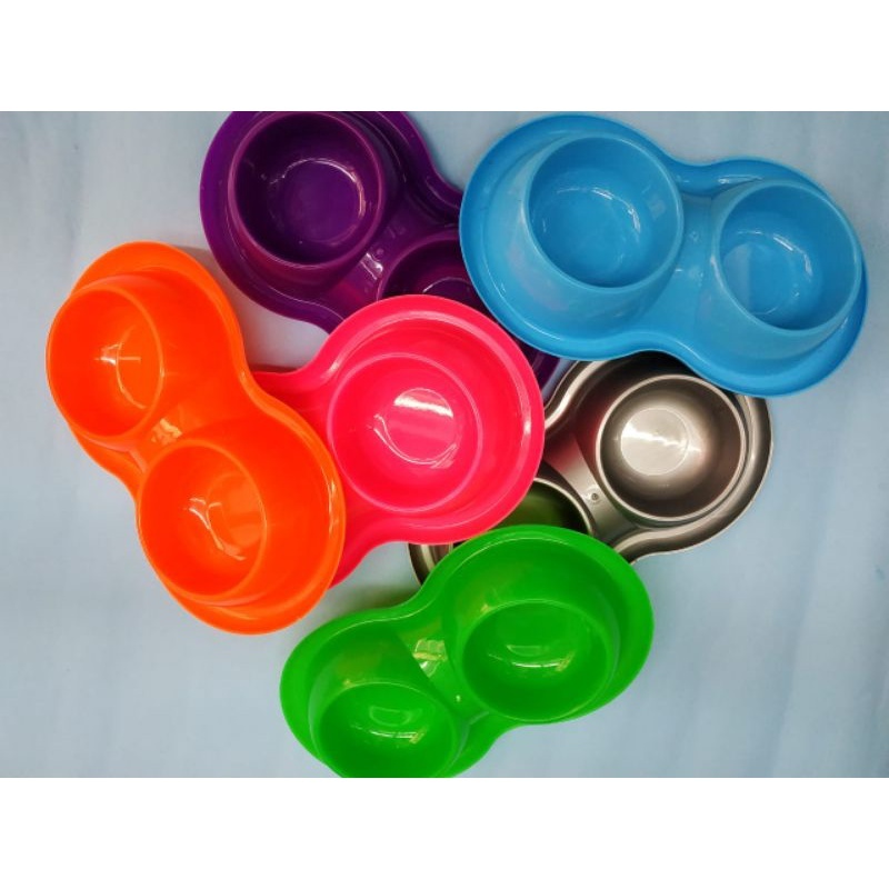 Tempat makan kucing double bulat bamboo