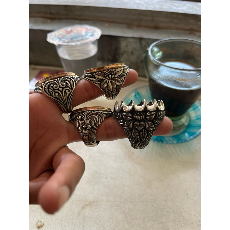 ring koin kombinasi tembaga full ukir kualitas super