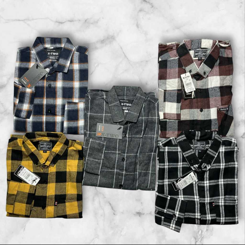 Kemeja Pria Lengan Panjang Premium Baju Kemeja Flanel Cowok Cewek Distro Motif Kotak / Hem Cowo Keki
