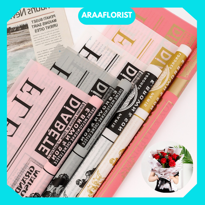 

KB109 20 LEMBAR Kertas Buket Bunga Motif Koran Flower Wrapping Paper Newspaper Cellophane Florist
