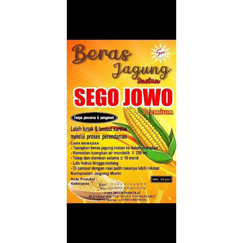 

beras jagung instan Sego jowo
