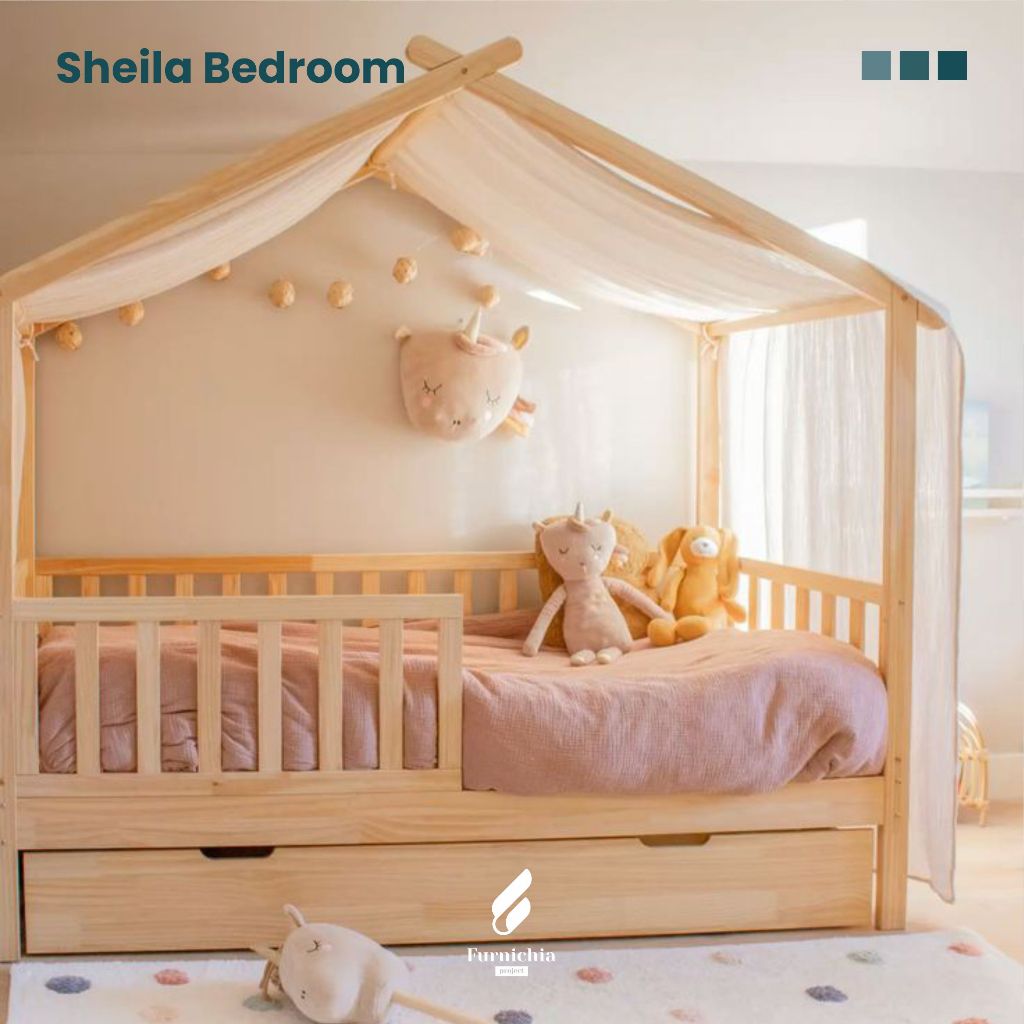 Ranjang tidur anak model rumah, Kamar tidur anak rumah, Tempat tidur anak dan sorong, Ranjang anak d