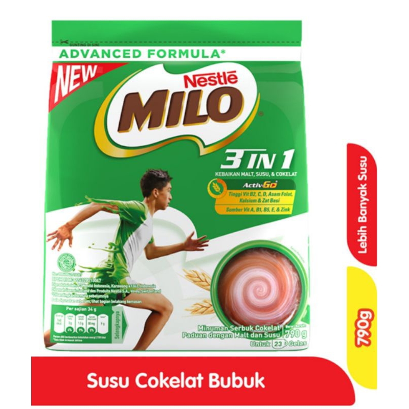 

Milo 3in1 active go coklat 790 gram