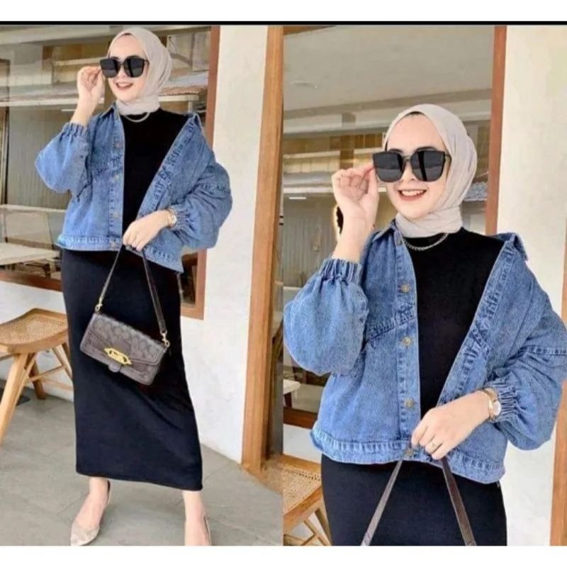 Jeans Jaket Wanita Vintage Oversize - Jaket Jeans Wanita Kekinian LD 120