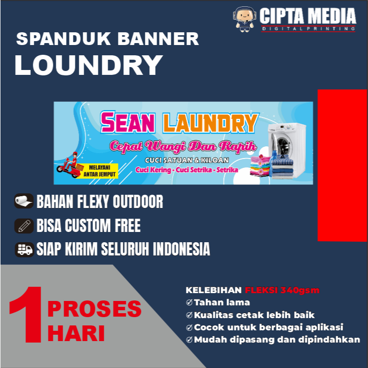 CETAK SPANDUK LAUNDRY - FREE DESAIN