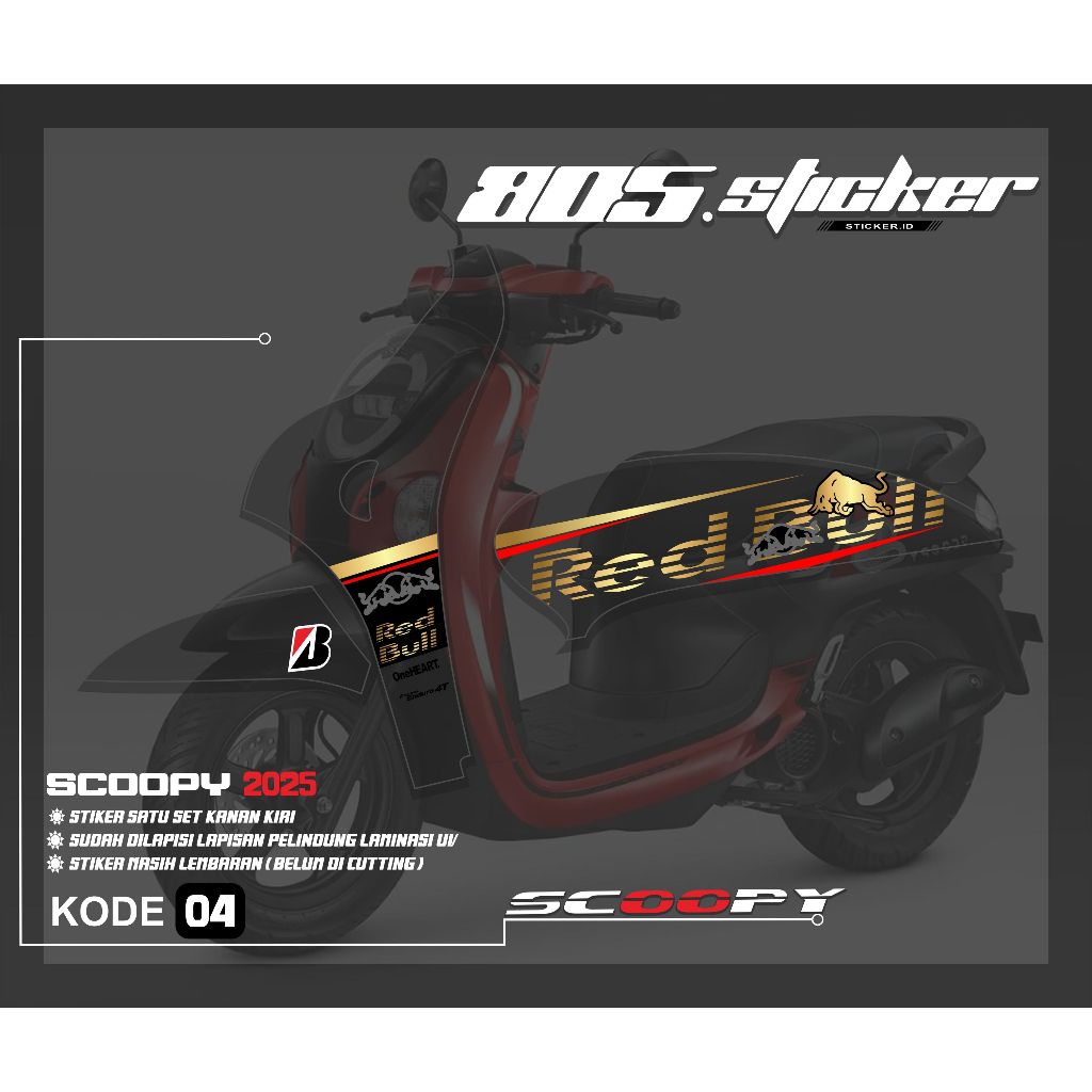 STRIPING STIKER TRANSPARAN SCOOPY NEW 2025/STIKER VARIASI MOTOR SCOOPY 2025 MOTIF REDBULL KEREN