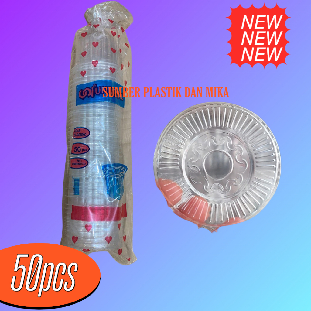 50pcs Gelas Puding Cup Puding / jelly / agar agar model belimbing ukuran 65 ml +Tutup