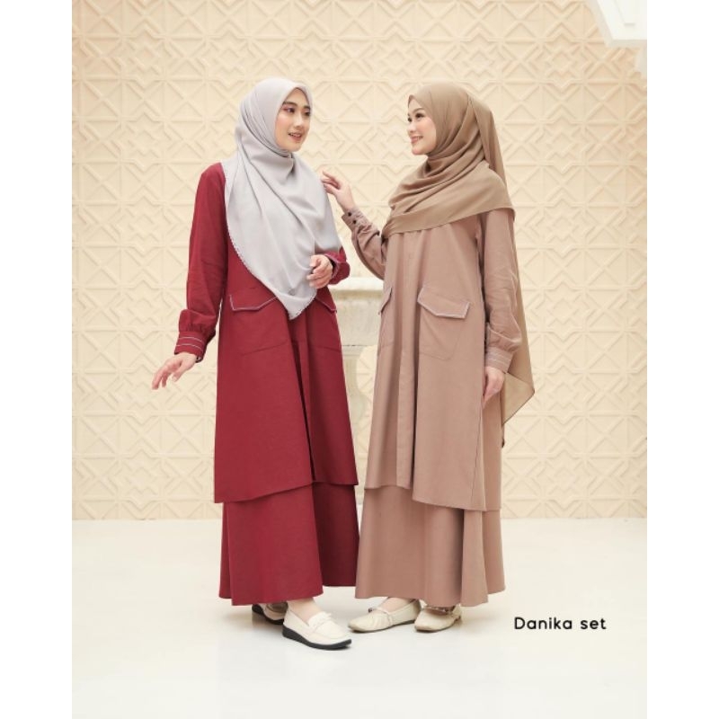 ONE SET POLOS BAHAN KATUN ATASAN TUNIK BAWAHAN ROK DANIKA SET BY ZIZARA | One Set Atasan Bawahan Hit