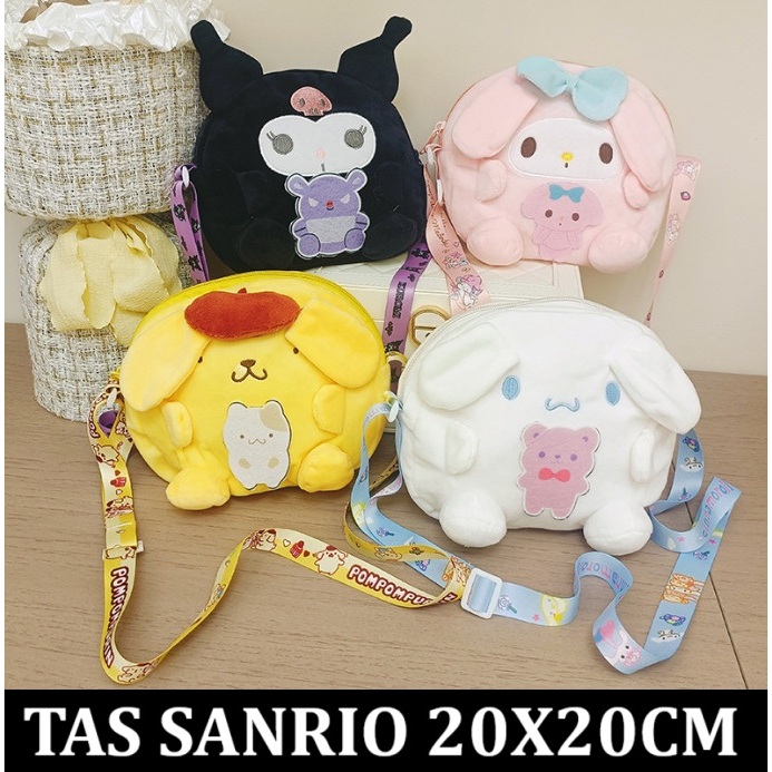2025 Tas Selempang 3D boneka Sanrio 20cm original import ky melody kuromi cinnamoroll pompompurin an