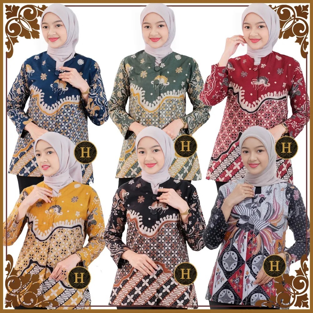 Atasan Blus / Kemeja Batik Anak Perempuan Cewek Panjang SD SMP Remaja Motif Baru (19-24) 12-15 Tahun