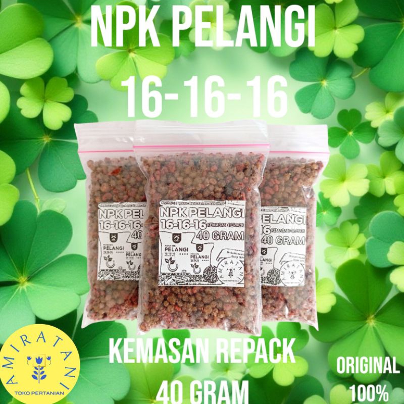 PUPUK NPK PELANGI 16-16-16 KALTIM KEMASAN REPACK 40 GRAM