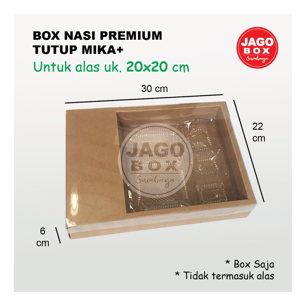 

Box Nasi / Hantaran / Hampers Premium 22x30 cm Tutup Mika - Kraft
