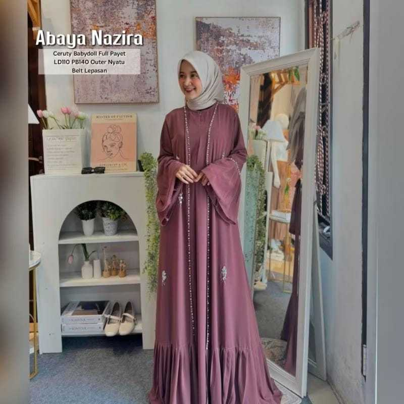 Nazira Abaya / Gamis abaya wanita polos ceruty payet-payet terlaris / Terbaru