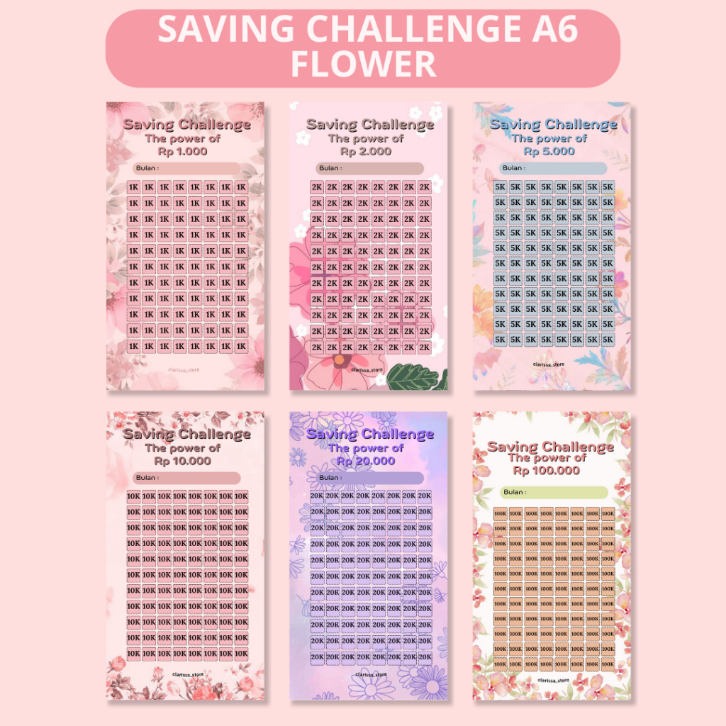 

(1SET ) SAVING CHALLENGE A6 TANTANGAN MENABUNG UKURAN A6 BUDGETING