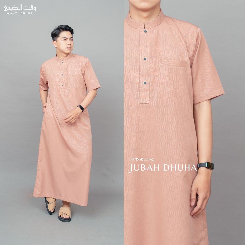 Big Sale Waktu Dhuha - Jubah Dhuha Gamis Pria Motif Embos Hexagonal Premium