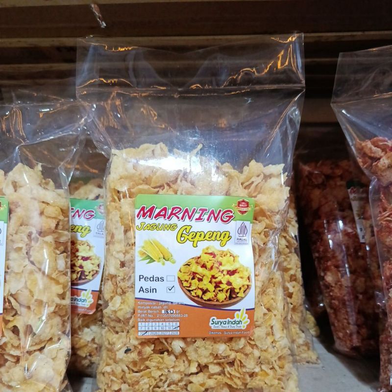 

Marning Jagung Gepeng Asin 180gr kwalitas premium enak Surya Indah Jombang
