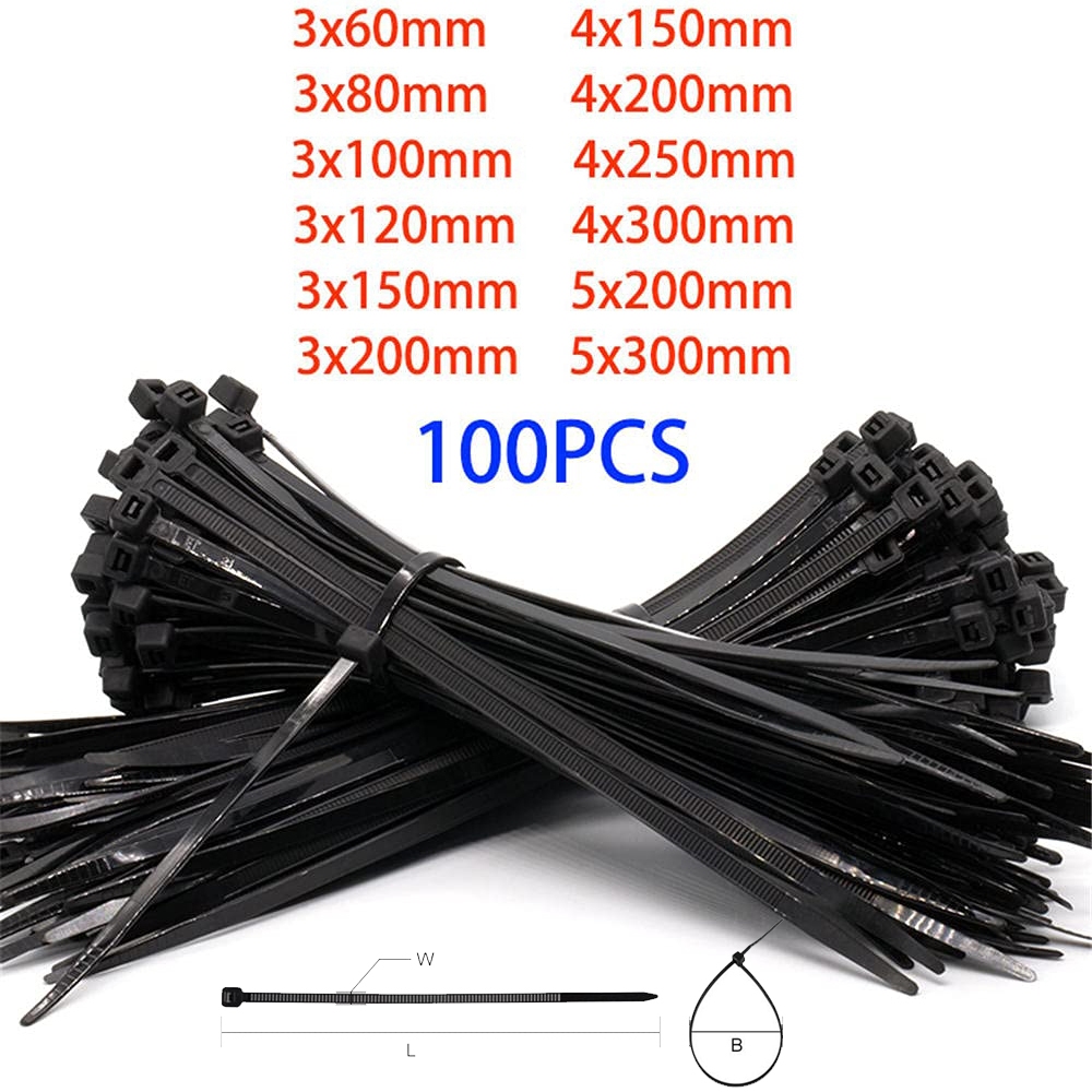 

100pcs Kabel Ties Tali Pengikat Kabel Pengunci Otomatis Cable Ties Plastic Self-locking