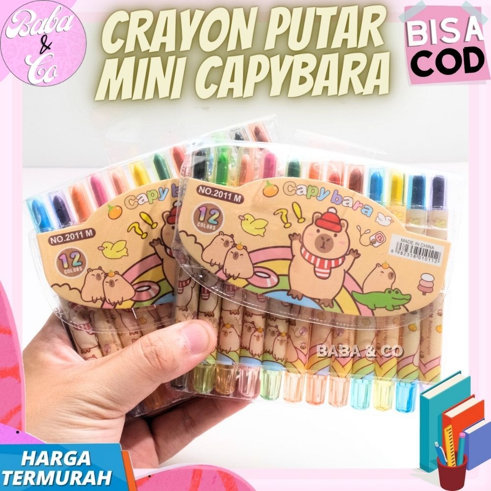 

CRAYON PUTAR MINI CAPYBARA 1 SET 12 pcs KRAYON CAPYBARA CRAYON TWIST LUCU UNIK MURAH READY COD