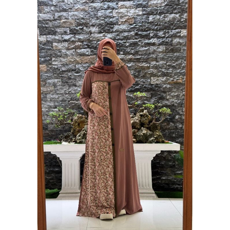 Dress Coklat Bunga Nadheefa Store Dress Terbaru Nadheefa