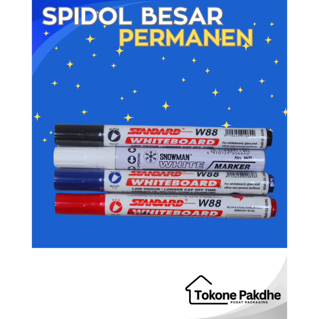 

Spidol Warna Merah Biru Hitam Permanent Merk Standard P77 Murah Awet Bagus