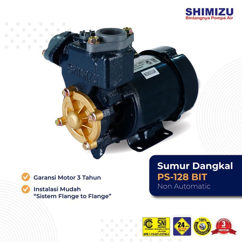 PS-128 BIT Pompa Air Manual SHIMIZU Pompa Air Sumur Dangkal SHIMIZU PS 128BIT / PS128BIT Mesin Pompa
