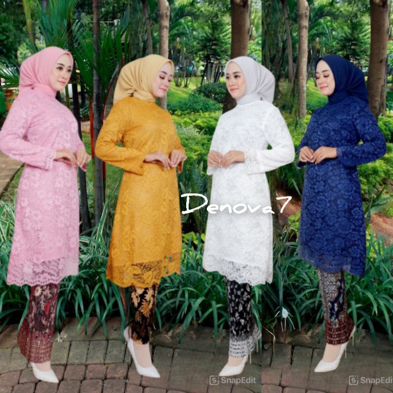 Kebaya Tunik Brukat Modern Seragam Keluarga Pesta Pernikahan Hajatan Kondangan Pengajian Wisuda