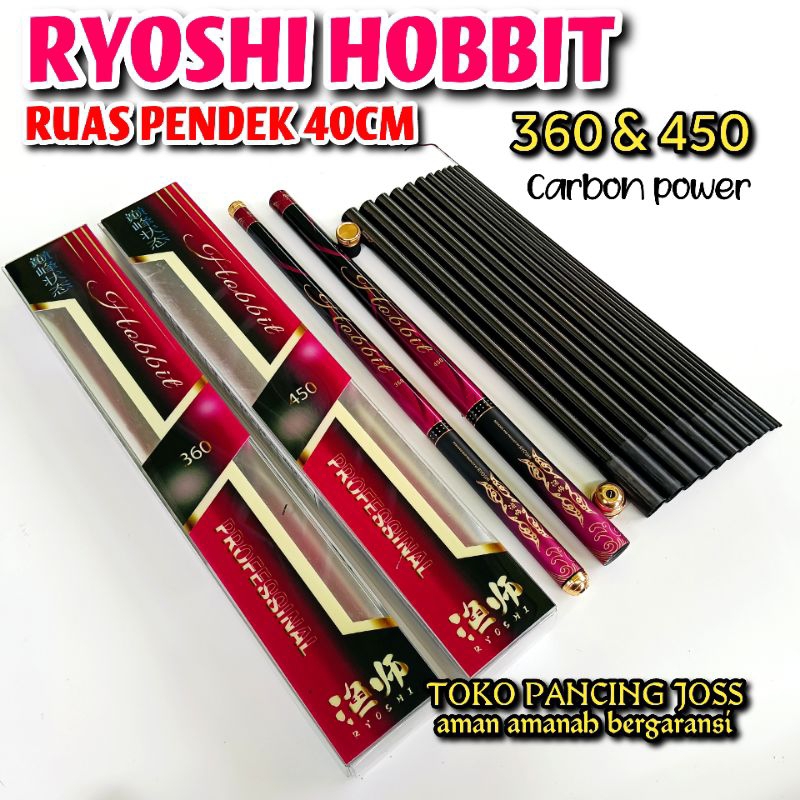 Tegek Ryoshi Hobbit 360 450 tegek ruas pendek bahan carbon