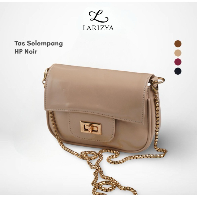 LARIZYA - Tas Selempang Wanita Noir Mini Koin Muat Handphone New Collection Motif Polos Bahan Glossy