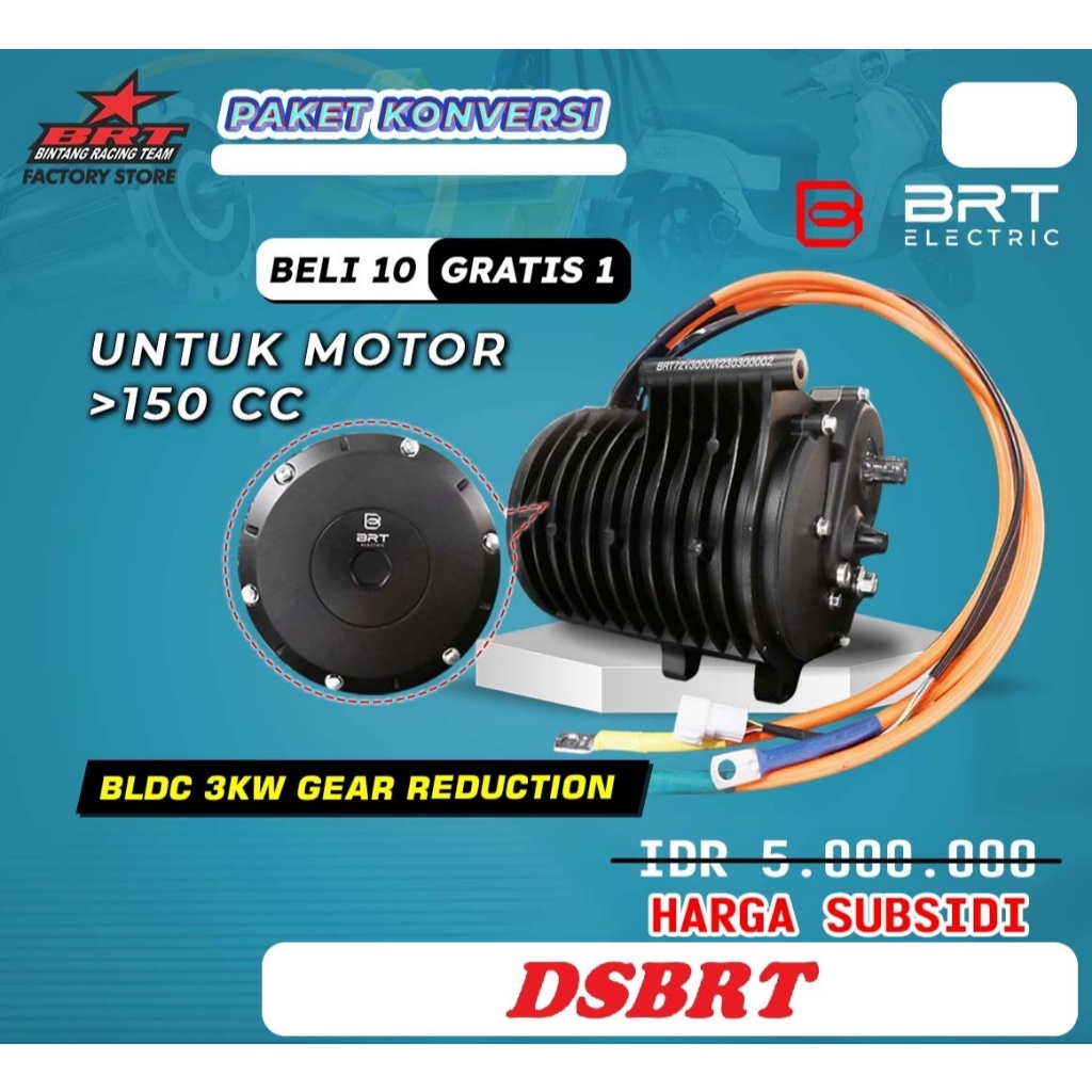 DINAMO BLDC 3KW 3000 WATT 72V BRT KONVERSI MOTOR LISTRIK GEAR 150CC 155CC Keatas