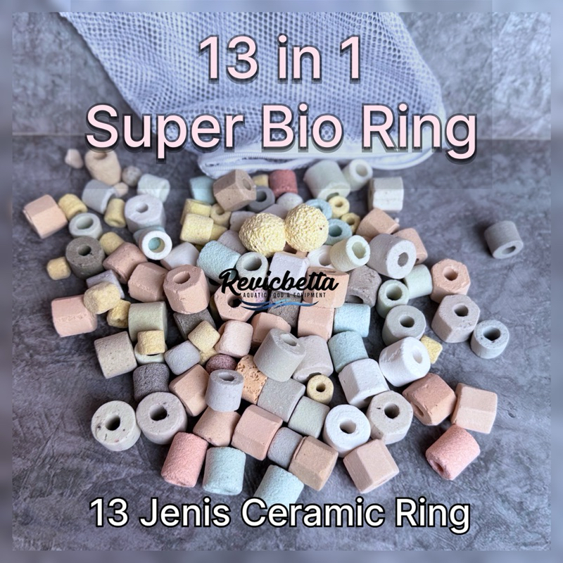 13 in 1 Super Bio Ring Media Filter Aquarium terbaik rumah bakteri momogi filter bio ring ceramic