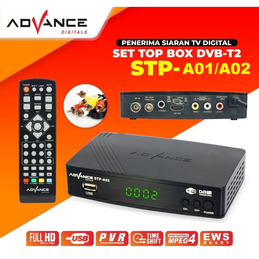 SET TOP BOX ADVANCE STB-A01 / STB-A02 DVB-T2 RECEIVER TV DIGITAL DVBT2 STB ADVANCE