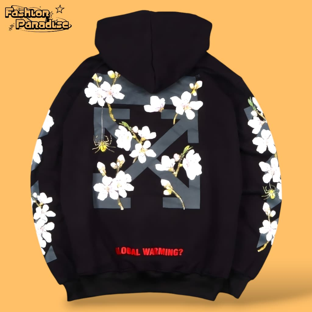HOODIE SWEATSHIRT *FASHIONPARADISE888* OFF-WHITE CHERRY BLOSSOM FULL TAGS AND LABEL UNISEX