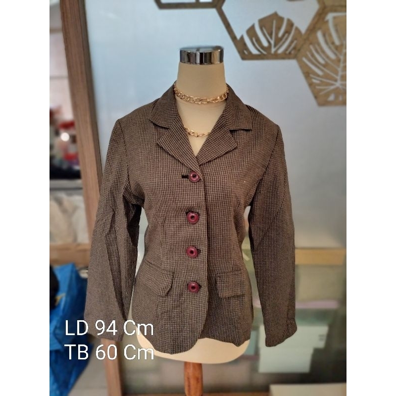 Blazer Kantor Kotak2 Coklat (Premium)