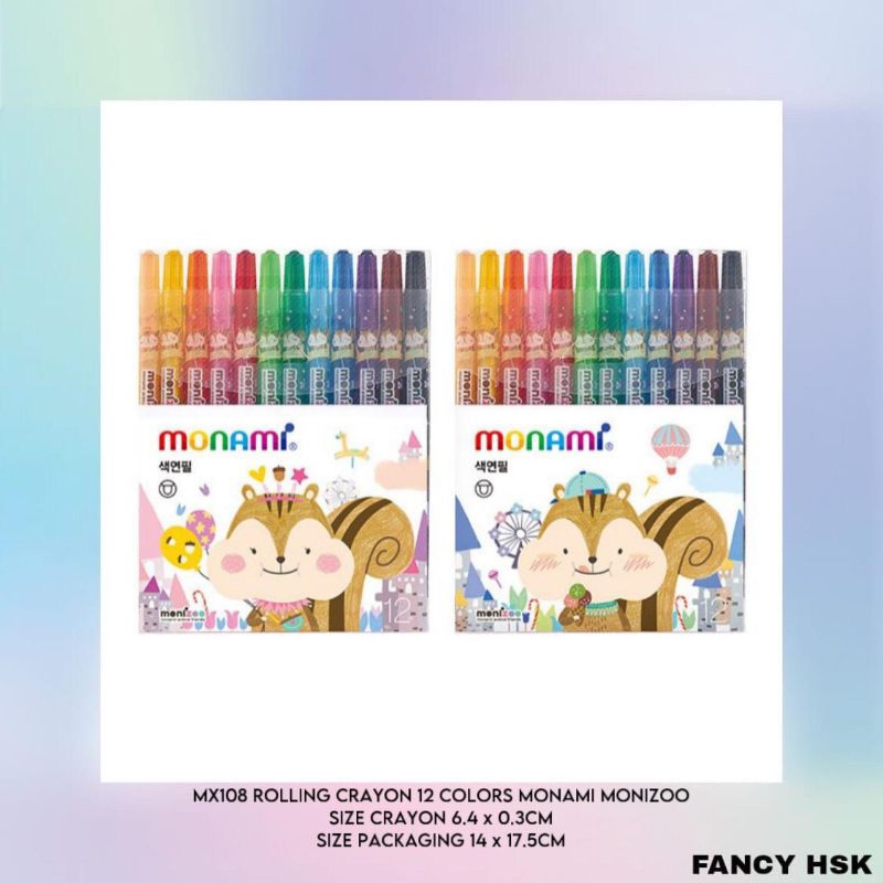 

KOREA ROLLING CRAYON 12 COLORS MONAMI MONIZOO MX108