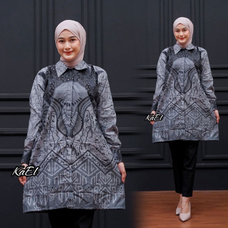 Tunik Batik Kancing depan Tunik batik modern