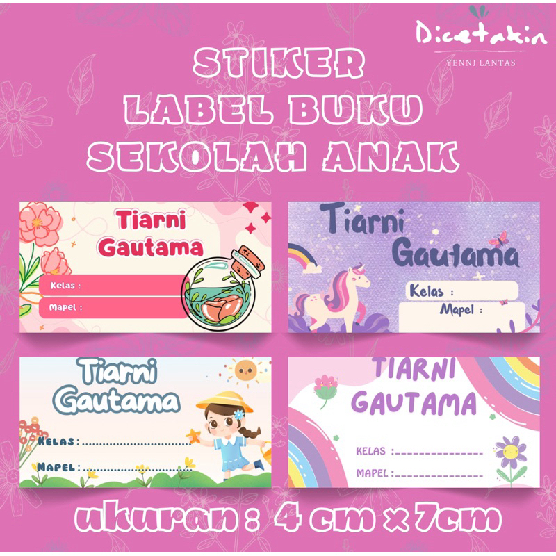 

(PART 2) D'CETAKIN || stiker buku pelajaran anak / label buku custome / stiker buku motif cewek