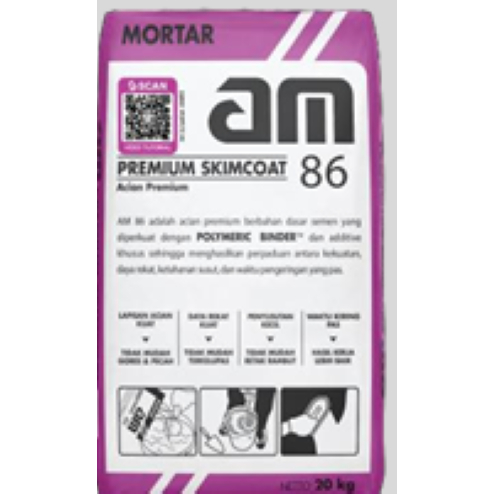 AM 86 MORTAR SKIMCOAT PREMIUM 40KG (ACIAN DI ATAS BETON PLESTER)