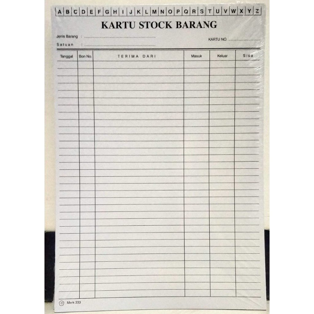 

333 Kartu Stok / Stock Barang Kecil & Besar Putih Isi 100 Lembar [ 1 Pak ]