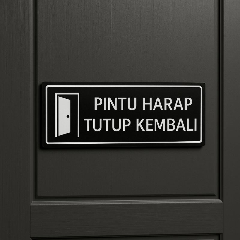 Stiker Pintu Harap Tutup Kembali – Akrilik | Papan nama ruangan Dinding Rumah Kantor