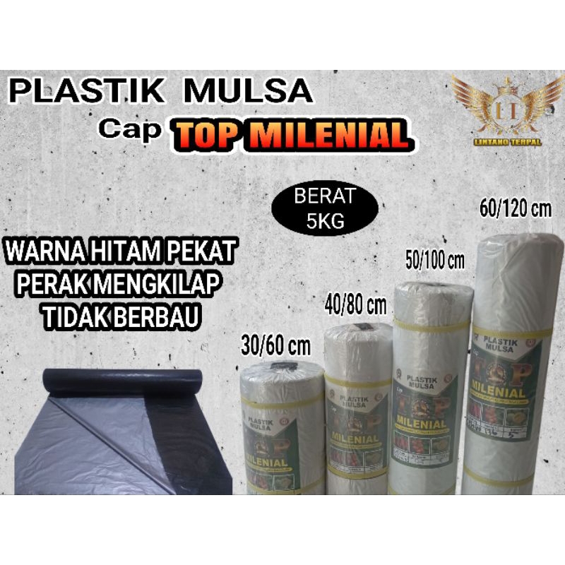 PROMO PLASTIK MULSA TOP MILENIAL HITAM PERAK UKURAN 30CM ,40CM ,50CM ,60CM