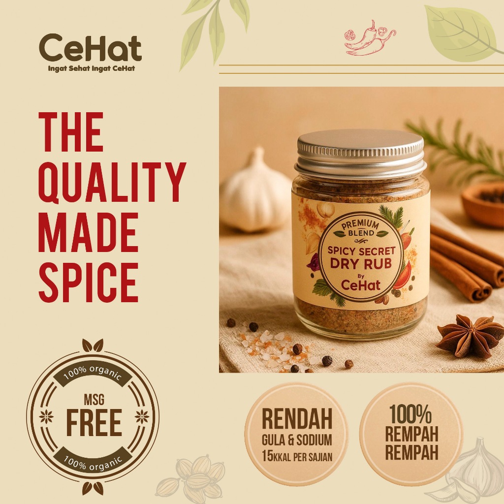 

Cehat Dry Rub Marinasi Bumbu Rendah Kalori Daging Dada Ayam Ikan Non MSG