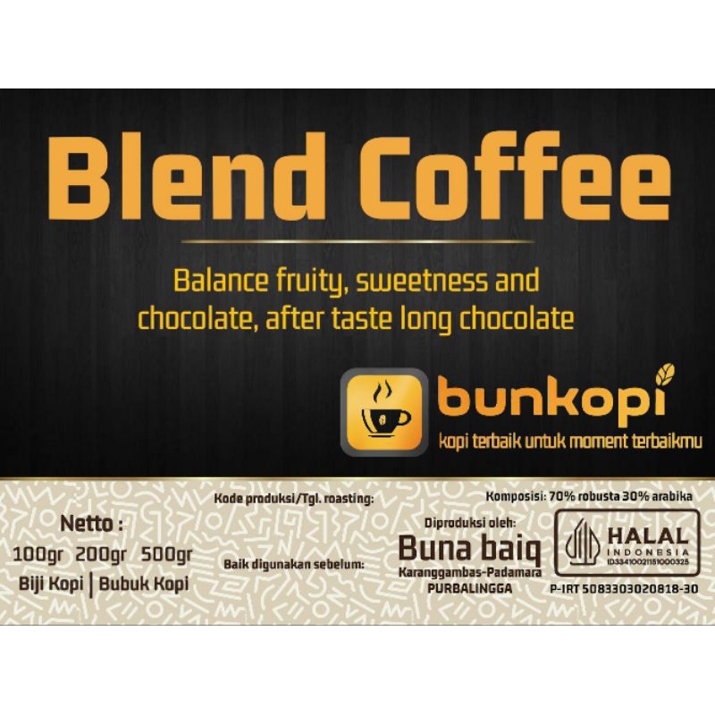 

BLEND COFFEE 70:30 - BUNKOPI 200 gram