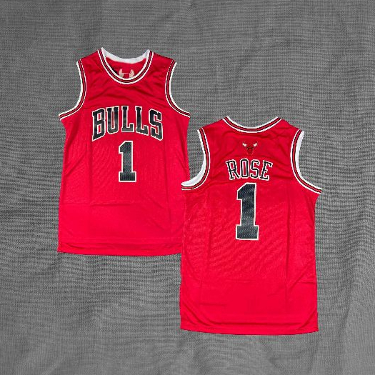 BORDIR Baju Jersey Basket Derrick Rose Bulls Merah