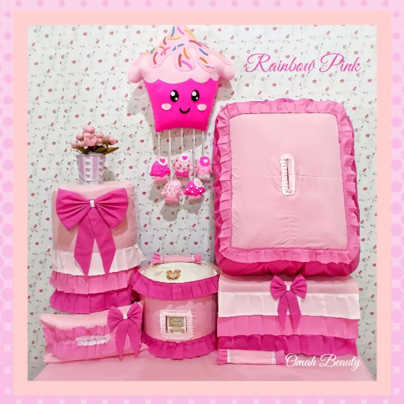PREORDER Ecer Sarung Galon Kulkas Magic Com Polos Minimalis / Pink Putih Ungu / Home Kitchen Set Dap